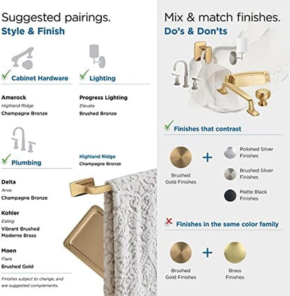 Amerock BH36011CZ | Champagne Bronze Pivoting Double Post Toilet Paper Holder | 10-5/8 in. (270 mm) Toilet Tissue Holder | Highland Ridge | Bath Tissue Holder | Bathroom Hardware | Bath Accessories