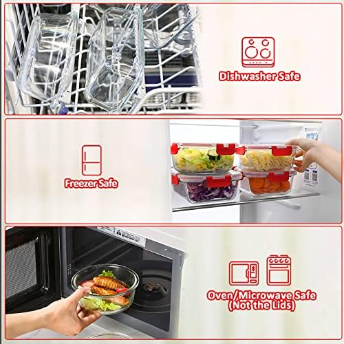 M MCIRCO 24 Piece Glass Food Storage Containers with Lids, Red