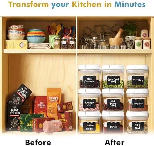 Shazo 9 PC (0.5L, 17oz) Spice Storage Containers with Lids & 6 Spoons