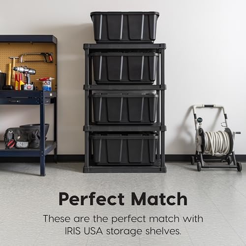 IRIS USA 4-Pack 27 Gal Heavy Duty Storage Tote Bins with Lids, Black