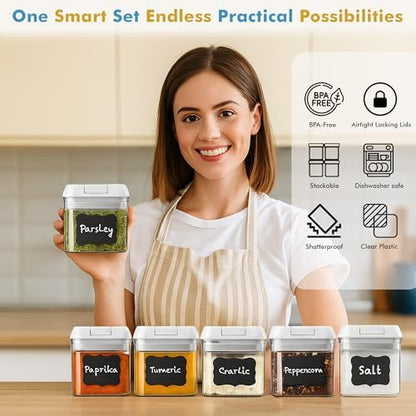 Shazo 6PC (0.5L, 2.1 Cup, 17oz) Airtight Spice Storage Containers, 6 Spoons