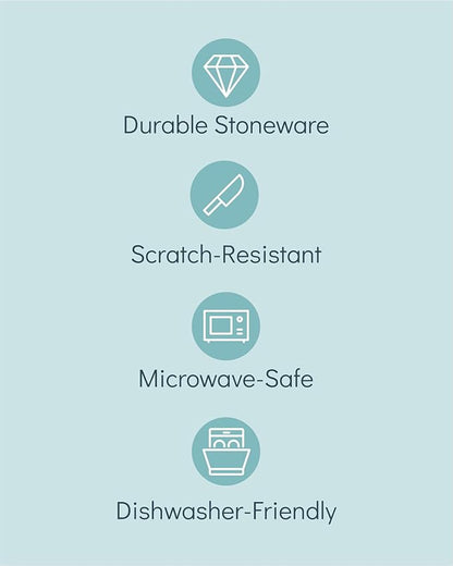 Stoneware dinnerware set 8 persons 24 pcs – Modern style plates and bowls set ceramic – Microwave safe dinner plates and bowls set – Bowl and plate set – Dinner service Pure Living beige & light blue