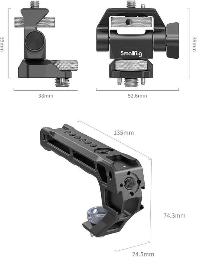 SMALLRIG Top Handle with Monitor Mount Kit, with 3/8"-16 Locating Holes