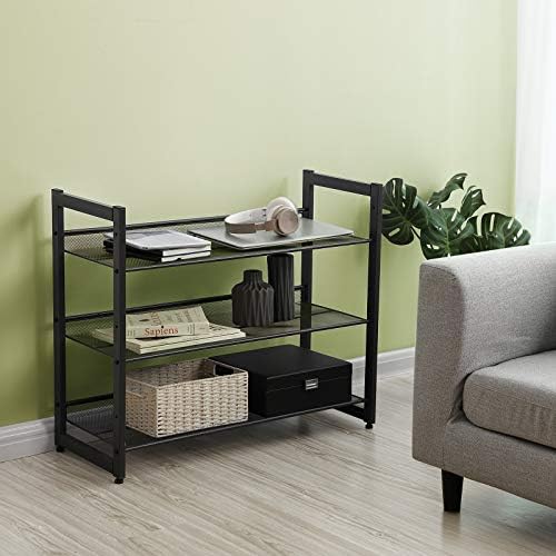 SONGMICS Metal Shoe Rack, 3-Tier Shoe Orgainzer, Holds 9-12 Pairs