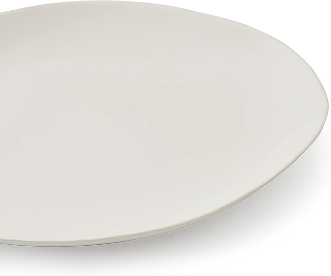 Portmeirion Sophie Conran Arbor Dinner Plate| Set of 4 Dinner, Pasta, and Appetizer Plates | 11 Inch Organic Shape Stoneware | Microwave and Dishwasher Safe – (Creamy White)