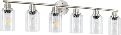 Guliaofo 6-Light Nickel Bathroom Vanity Lights, E26 Modern Bathroom Light