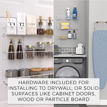 ClosetMaid 3-Tier Hanging Wall Mounted Metal Rack for Spices, Shelf Storage, Pantry Organization, Laundry, Kitchen, Bathroom, White, 8022 (Pack of 2)