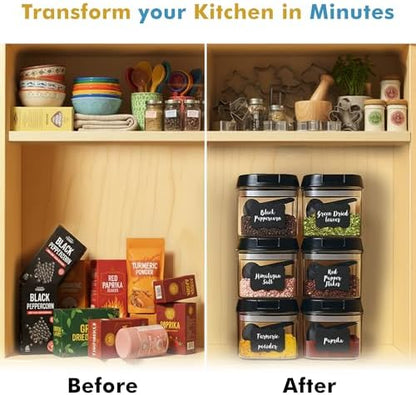 Shazo 6PC (0.5L, 2.1 Cup, 17oz) Airtight Spice Storage Containers, 6 Spoons