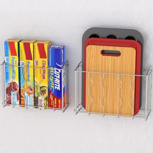 Simple Houseware Over the Cabinet Door Organizer Holder, 2pcs (L+M), Silver