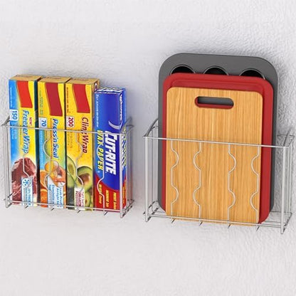 Simple Houseware Over the Cabinet Door Organizer Holder, 2pcs (L+M), Silver
