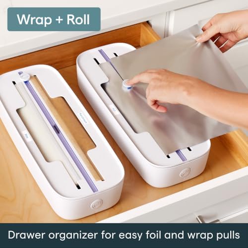 YouCopia StoraRoll Food Wrap Dispenser 2-in-1, Aluminum Foil Wrap Organizer