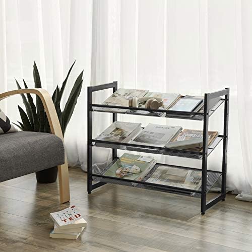 SONGMICS Metal Shoe Rack, 3-Tier Shoe Orgainzer, Holds 9-12 Pairs