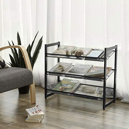 SONGMICS Metal Shoe Rack, 3-Tier Shoe Orgainzer, Holds 9-12 Pairs