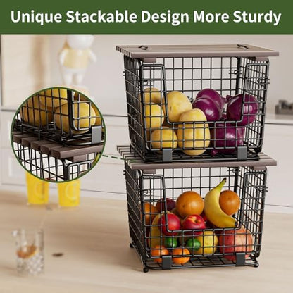 2 Pack Stackable Potato Onion Bins, Pantry Organizers and Storage