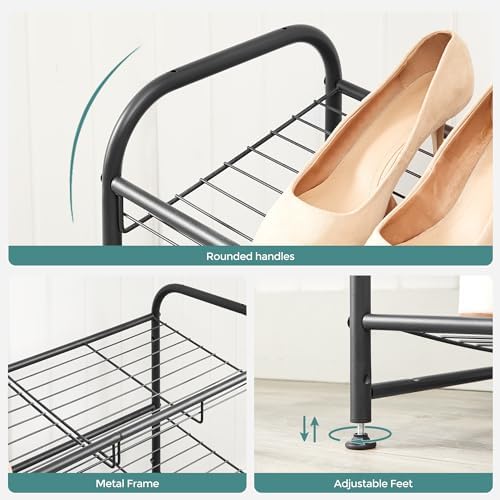 SONGMICS 2-Tier Stackable Metal Shoe Rack, Holds Up to 8 Pairs of Shoes