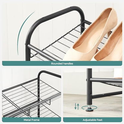 SONGMICS 2-Tier Stackable Metal Shoe Rack, Holds Up to 8 Pairs of Shoes