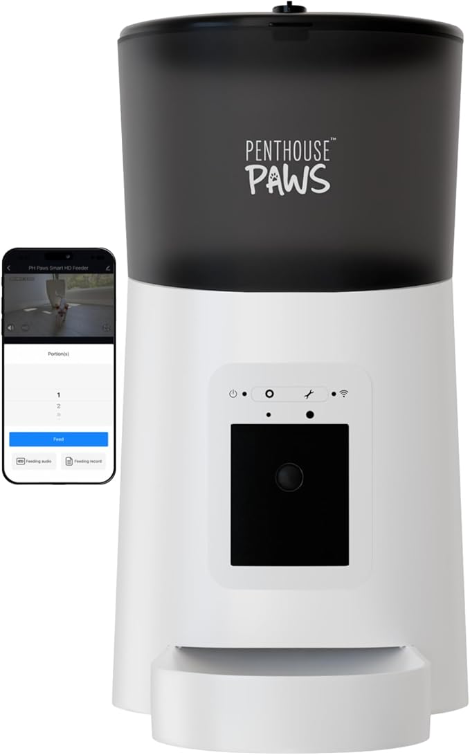Penthouse Paws Smart HD Automatic Pet Feeder, 6L Dry Food Capacity, 1080p Camera