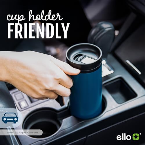 Ello Magnet 18oz Insulated Stainless Steel Travel Mug with Handle, Limestone, 18 Ounces (Pack of 6)