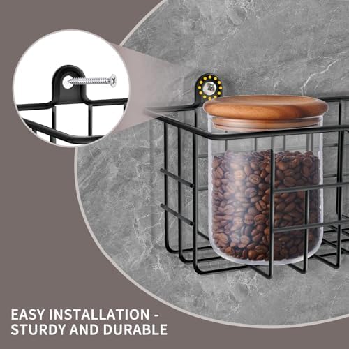 Spice Rack Organizer Wall Mount, Spice Organization Storage Shelf for Cabinet Door, 2 Packs Wall Spice Rack Saving Space for Kitchen, Black