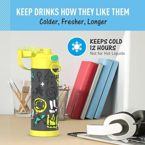 THERMOS FUNTAINER Water Bottle with Spout, 16oz, Graffiti Boy
