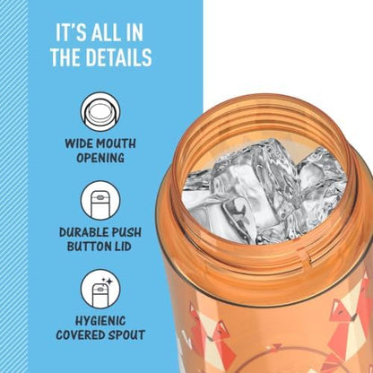 THERMOS FUNTAINER 16oz Plastic Bottle with Spout Lid, Fox Friends