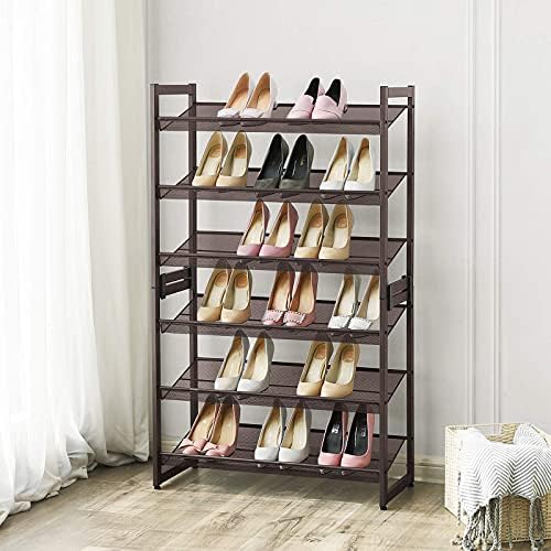 SONGMICS Metal Shoe Rack, 3-Tier Shoe Orgainzer, Holds 9-12 Pairs