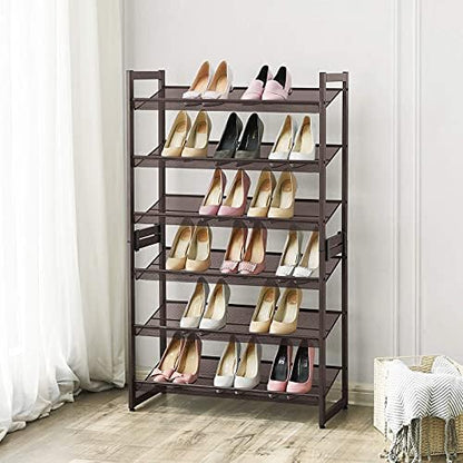 SONGMICS Metal Shoe Rack, 3-Tier Shoe Orgainzer, Holds 9-12 Pairs