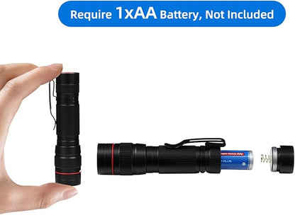 6 Pack Small Mini LED Flashlight, Single Mode Zoomable Flashlights AA Battery Powerful Flashlights with Pocket Clip, Portable Bulk EDC Pen Flash Light for Gift, Emergency, Camping, Hiking