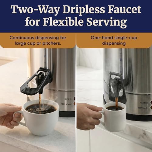 Elite Gourmet 100-Cup Commercial Coffee Urn & Hot Water Boiler, Dual-Wall
