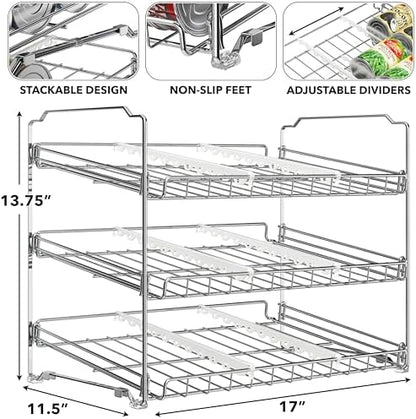 Simple Houseware 3-Tier Stackable Can Organizer Rack Hold 36 Cans, Chrome