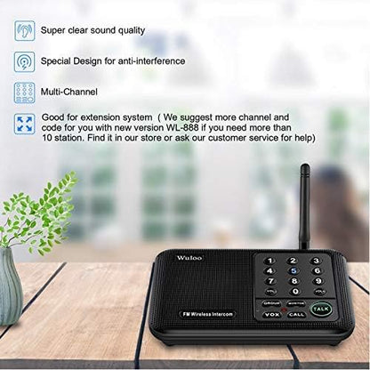 Wuloo Intercoms Wireless for Home 5280 Feet Range 10 Channel 3 Code, Wireless