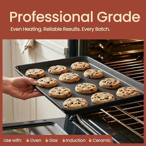 Bakken 8-Piece Ceramic Coated Bakeware Sets, Nonstick Aluminized Steel Pans with Muffin, Loaf, Cake, Roasting Pan, & Cooling Rack, Oven Safe Up To 500°F, Dishwasher Safe, BPA, PTFE & PFAS Free, Black