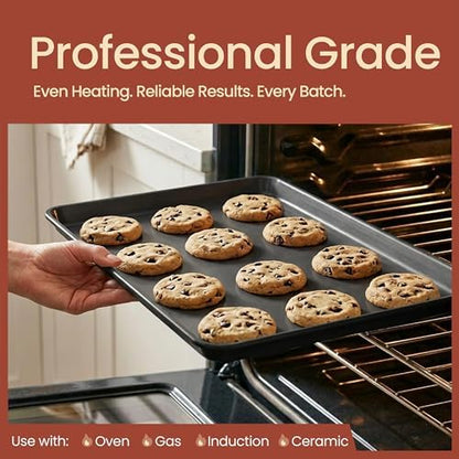 Bakken 8-Piece Ceramic Coated Bakeware Sets, Nonstick Aluminized Steel Pans with Muffin, Loaf, Cake, Roasting Pan, & Cooling Rack, Oven Safe Up To 500°F, Dishwasher Safe, BPA, PTFE & PFAS Free, Black
