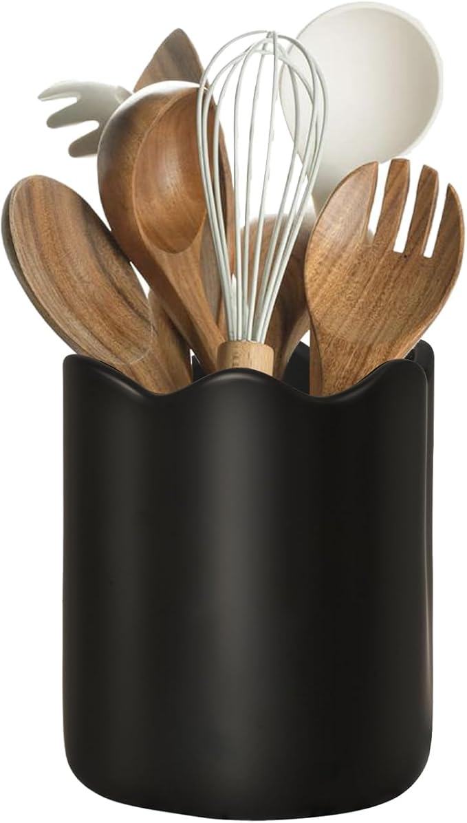 Ceramic Utensil Holder for Kitchen Counter, 6.2" Kitchen Utensil Holder