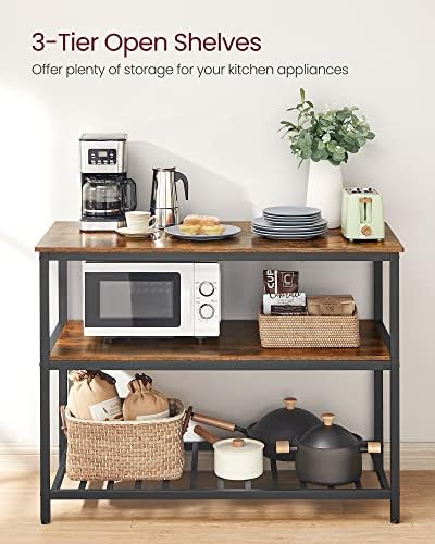 VASAGLE Kitchen Island with 3 Shelves, Storage Cabinet, Steel Structure