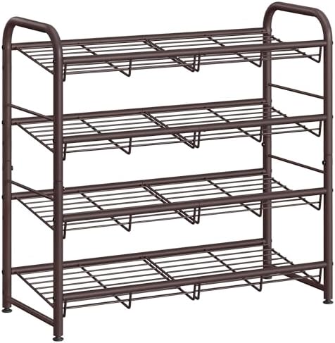 SONGMICS 4-Tier Stackable Metal Shoe Rack, Holds Up to 16 Pairs of Shoes