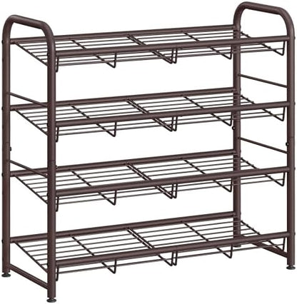 SONGMICS 4-Tier Stackable Metal Shoe Rack, Holds Up to 16 Pairs of Shoes