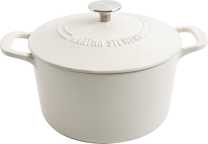 MARTHA STEWART Gatwick 7-Quart Enamel Cast Iron Dutch Oven – Linen Color