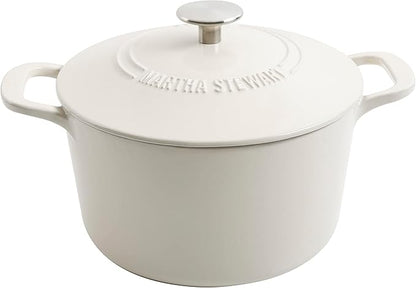MARTHA STEWART Gatwick 7-Quart Enamel Cast Iron Dutch Oven – Linen Color