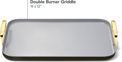 Caraway Double Burner Griddle - 19x12” Griddle Pan - Non-Stick Ceramic Coated - Non Toxic, PTFE & PFOA Free - Oven Safe & Compatible with All Stovetops - Black