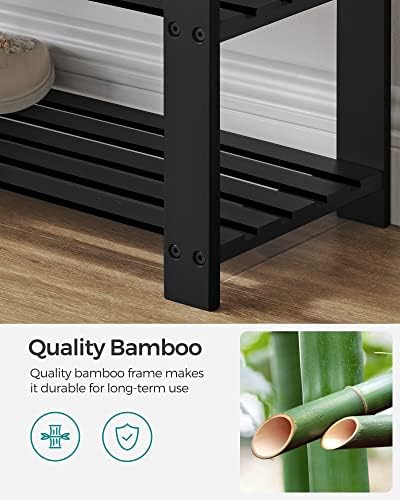 SONGMICS Bamboo Shoe Bench, 3-Tier Shoe Rack, 11.9 x 28.3 x 19.2 Inches