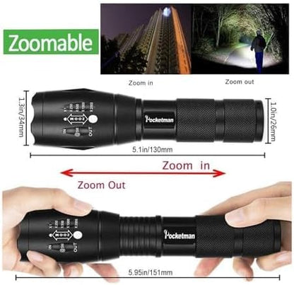 Pocketman LED Flashlight Handheld Torch with 5 Modes (3 Pack)