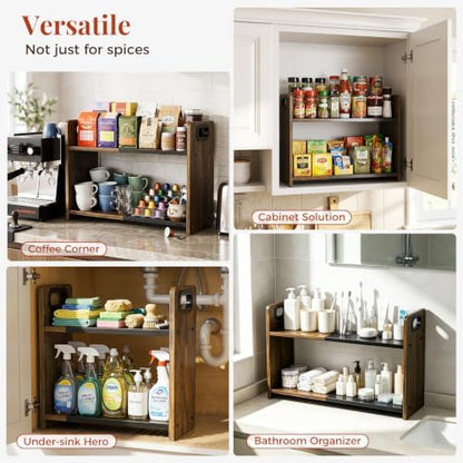 2-Tier Expandable Spice Rack Organizer for Countertop,15.2"-21.5"