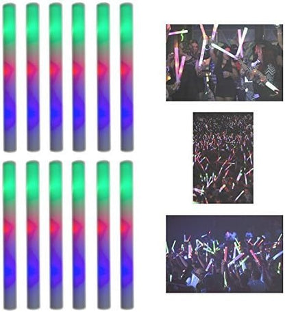 Super Z Outlet Upgraded Light up Foam Sticks, 3 Modes Colorful Flashing LED Strobe Stick for Party, Concert and Event (12)