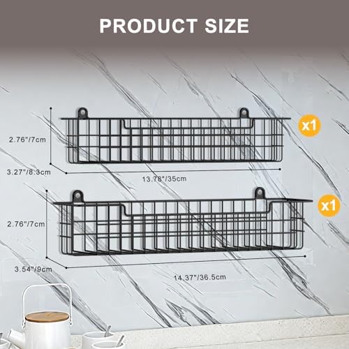 Wall Mounted Spice Rack Organizer, 2 Pack, Black