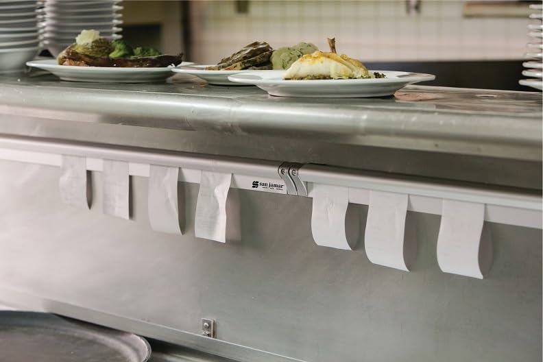 San Jamar Order Ticket Holder for Restaurant – 30" Anodized Aluminum Metal Receipt Holder with Grip Track – Durable Wall Mount Check Rack for Kitchen, Restaurant and Service Counters