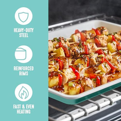 GreenLife 18” x 13” Ceramic Nonstick Half Cookie Sheet, Turquoise