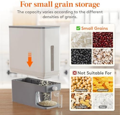 Lifewit Rice Container 29 Lbs, One-Press Dispenser, Grey 2 Packs