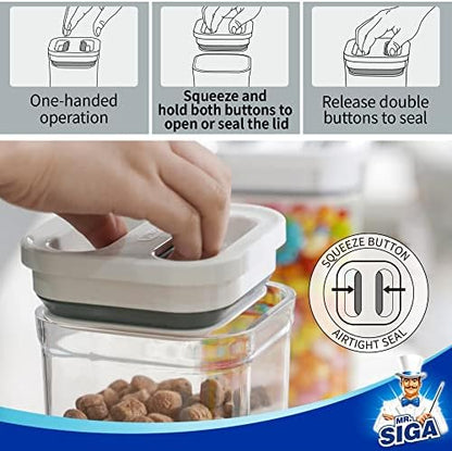 MR.SIGA 8 Pack Airtight Food Storage Container Set for Pantry Organization