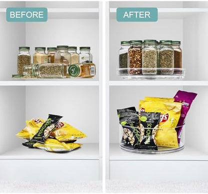 Sorbus Lazy Susan Organizer, Clear Turntable Organizer (Tall + 2 Flat)